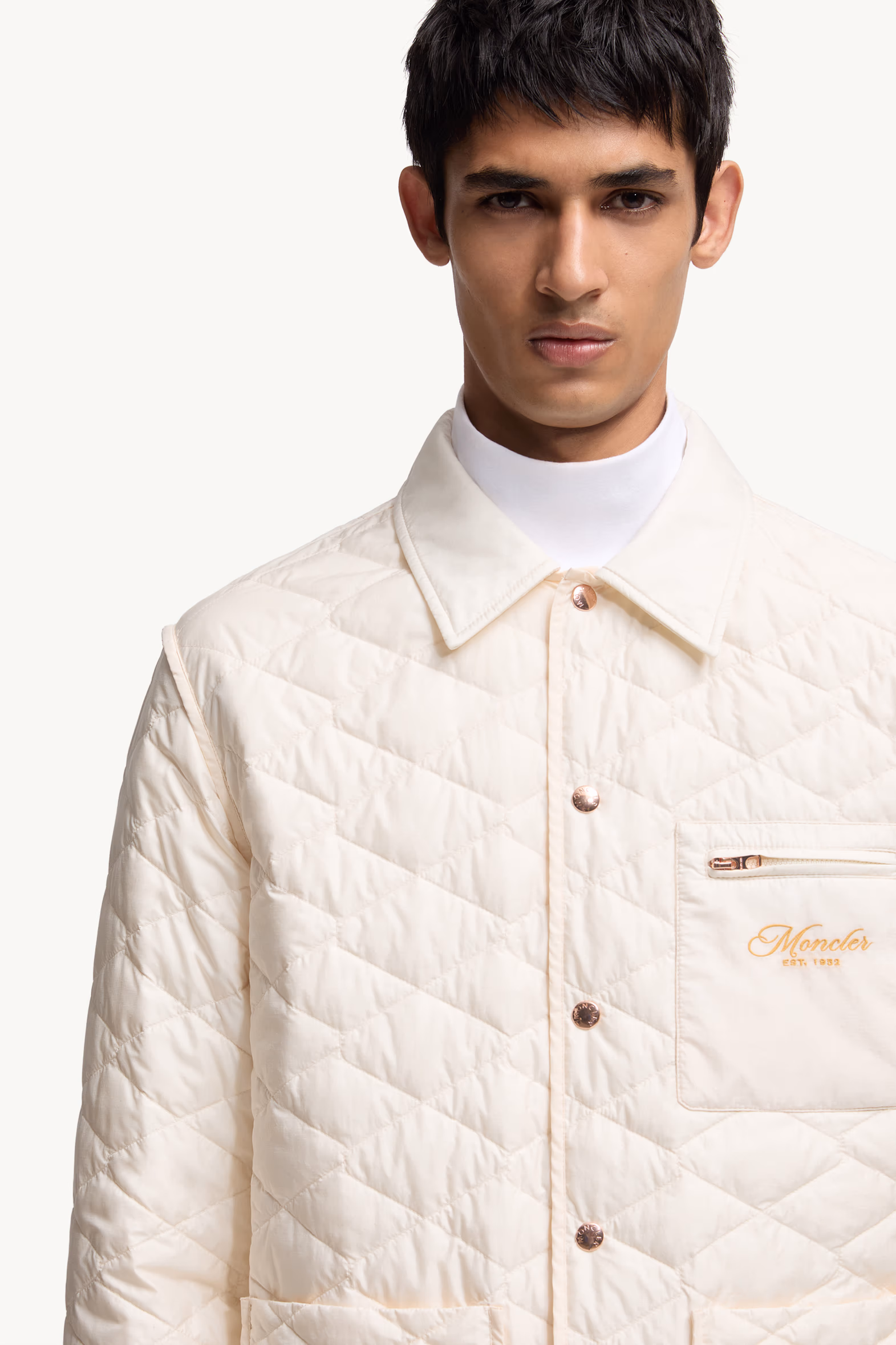 Kastos Diamond-Quilted Down Shirt Jacket Men White Ivory Moncler 6